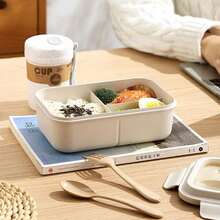 1 Peça Peça Caixa Bento, 3 Compartimentos, Recipiente de Almoço à Prova de Vazamento com Colher e Garfo, Caixa de Armazenamento de Alimentos Portátil e Leve, Adequada para Estudantes e Trabalhadores de Escritório, Especialmente para Preparação de Refeições de Perda de Peso, Piquenique Escolar, Viagem e Essenciais de Volta às Aulas - Multicolorido - Visão 6