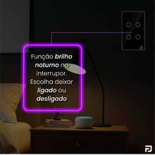 Interruptor Inteligente Touch 1,2,3 E 6 Botões Teclas 4x2 e 4x4 Alexa Wifi Smart Life Tuya Panda Plus Controle de Voz Bivolt Automação - Preto 4 Botões - Visão 6