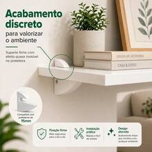 Kit 30 Suportes Tucano MDF 15mm Fixador Invisível Para Prateleira Preto e Branco - Branco - Visão 5