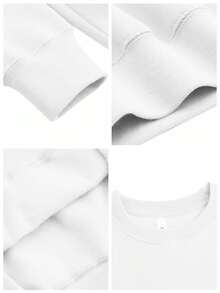 Women's Plus Size Warm Fleece Crew Neck Sweatshirt, Long Sleeve Loose Fit Solid Color Casual Pullover Basic Sweat Top - White - View 5