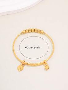 1pc Bell Adjustable Non-Fading Luxury Commuter Push-Pull Bracelet - Alternating Seven Beads - View 3