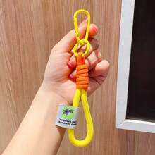 Fashionable Color-Block Braided Rope Keychain, Personalized Handmade Woven Colorful Key Ring, Climbing Carabiner Braided Rope Key Pendant - Hand-woven Rope Keychain - View 17