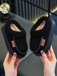 Boys & Girls Bedroom Slippers, Children's Home Fuzzy Slippers, Simple & Elegant, Autumn/Winter, 2026 New Style - Black - View 2