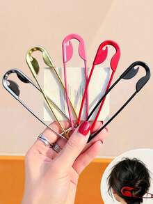 5/1pc Sweet & Cool Style Large Dual-Use Brooch Hair Clip, Both Safety Pin And Side Clip, Unique Eye-Catching Design - Suitable For Women And Girls, Daily, Date, School, Vacation, Party - Multicolor - View 1