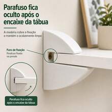 Kit 30 Suportes Tucano MDF 15mm Fixador Invisível Para Prateleira Preto e Branco - Branco - Visão 7