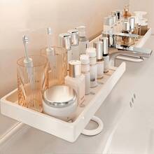 Bathroom Countertop Storage Rack, Faucet And Sink Top Storage Tray, Space-Saving Washbasin Organizer, For Bathroom Toiletries And Cosmetics Storage, Matte Minimalist Design, Fits Various Modern Bathroom Decor, Effectively Saves Washbasin Countertop Space - Multicolor - View 8