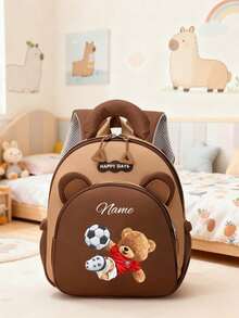 Mini Customizable Cartoon Bear Football Backpack Nylon Zipper Bag With Adjustable Shoulder Strap For School, Toddler Backpack - Multicolor - View 10