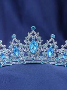 1pc Minimalist Queen Crown Bridal Party Wedding Jewelry - Baby Blue - View 2
