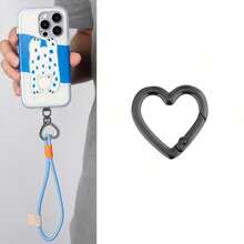 Stainless Steel Heart-Shaped Spring Clip & Lanyard Combination | 360° Rotatable Ultra-Thin Metal Plate, Suitable For Phone Lanyards, Universal Phone Accessory - Multicolor - View 8