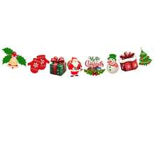 1 Set Christmas Banner Hanging Decoration Set, Red And Green Cartoon Decor, Suitable For Children's Room, Baby Room, Home And Christmas Party Decoration - Multicolor - View 7