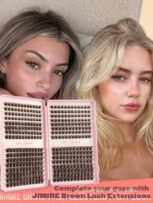 384 Clusters Single Stem False Eyelashes, Eyelash Storage Book, Cluster False Eyelashes, DIY Eyelash Extensions, Brown Natural Style Cluster False Eyelashes, DIY Eyelash Extension Kit (Includes Adhesive And Setting Liquid), 8-16mm C Curl, Suitable For Beginners Single Cluster Eyelashes, Essential Item, Long-Lasting Makeup Effect - Multicolor - View 8