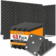 TOUO Acoustic Foam 6-48 Pcs Offices Acoustic Treatment Diamond Groove Foams Panels High-Density Sound Absorbing Material - TOUO - View 68