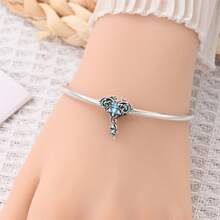 1pc S925 Sterling Silver Ocean Theme DIY Pendant Bead, Sea Turtle, Octopus, Shell, Starfish Multiple Styles, Transparent Blue Enamel With Colorful Zirconia Inlay, Comes With Gift Box, Suitable For Bracelet And Necklace Assembly, Fresh Summer Beach Style Versatile Silver Jewelry Accessory - Multicolor - View 7