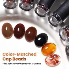 Beetles Fall Gel Nail Polish Set, 5 Brown Gel Polish With Blooming Gel, Amber Mocha Chocolate Black, Soak Off UV LED - 5 Brown Colors with Blooming Gel - 查看 6