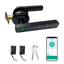LATCHON Keyless Entry Door Lock With Smart Fingerprint Handle, Compatible With Biometric, App, Passcode, IC Card, And Mechanical Key Options, Ideal For Homes, Offices, Apartments, And Bedrooms - 黑色 - 查看 1