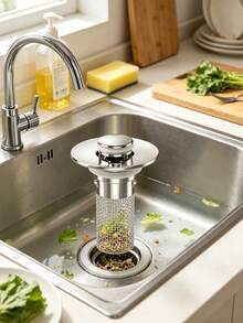 1/2/3 Packs Stainless Steel Pop-Up Sink Drain Stopper With Removable Filter Basket, Fits Bathtub/Shower Drain Cover, Collects Hair, Easy Snap-In Replacement Plug To Clear Clogs (No Chemicals/Easy To Clean) Prevents Clogs And Jewelry Loss - Multicolor - View 6
