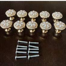 10pcs Handles + 10pcs Screws, Vintage European Floral Style Single Hole ABS Small Pull Handles For Wardrobe, Cabinet, Drawer, Furniture Hardware Door Knobs - Retro Handle - View 11