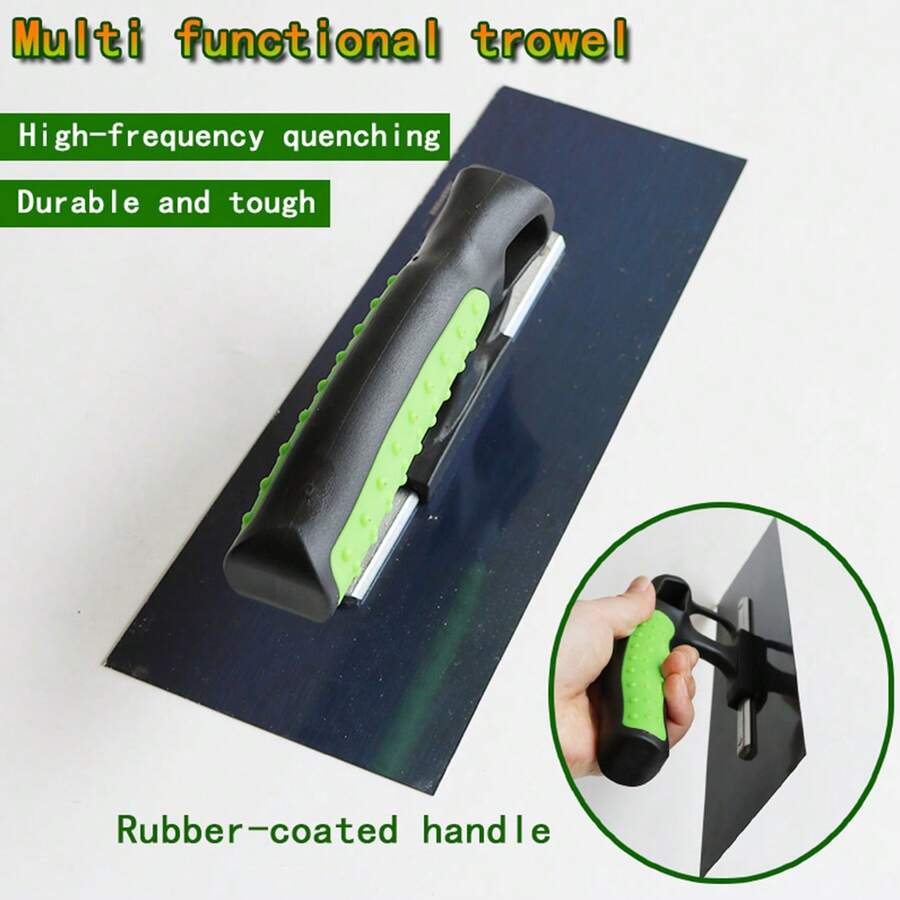 1pc Metal Blue Plastering Trowel - Putty Spreader - Wall Scraping Putty Knife - Floor Leveling Push Tool - Masonry Tool - 1 Blue Spatula - View 1
