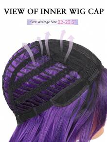 Purple Wig With Bangs Long Purple Wavy Wigs For Women 26 Inch Dark Purple Wigs Natural Looking Heat Resistant Synthetic Wig For Daily Party Halloween Use - Purple - View 9