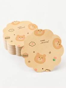15pcs 2-Style Mixed Cute Cartoon Bear Round Food Wrapping Paper, Decorative Burger Sandwich Snack Liner, Suitable For Holiday Celebration, Birthday Party, Anniversary Table Setting - Multicolor - View 8