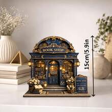 Suitable For All Four Seasons Gift, 2D Flat Wooden Bookshelf Decor, Library Decor, Bookstore Decor, Suitable For Bookshelf, Office, Farmhouse Decor, Perfect Gift For Book Lovers, Bookworms, Friends (No Power Required) - A - View 5