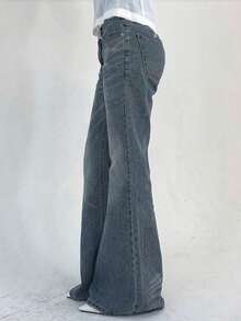 Teen Girl High Waist Flare Jeans With Slant Pockets - Light Wash - View 3