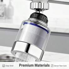 Faucet Filter, Transparent Visible Body 360° Rotatable Faucet Water Purifier, Universal Interface Detachable Filter Cartridge, Easy Installation Pre-Filter Faucet Accessory, Filter Impurities Bathroom Faucet Filter Adapter, Visualized Filter Cartridge Status For Direct Observation Of Consumable Wear, Anti-Splash Water Outlet Design, Convenient Filter Cartridge Replacement, Compatible With Most Regular Faucet Threaded Interfaces - Multicolor - View 4