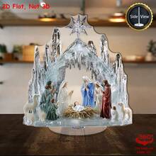 1/3/5件 2D平面壓克力可旋轉耶穌降生場景桌面裝飾品，360°旋轉耶穌誕生小雕像，宗教桌面擺件，適用居家桌面農舍風聖誕裝飾禮物 - 多色 - 查看 6