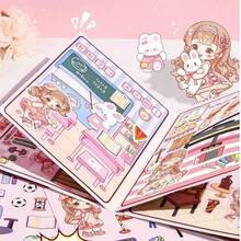 Girls DIY Paper Doll House No-Cut Daily Life Theme Quiet Book Stress Relief Squeeze Toy Interactive Handmade Toy Book Scrapbook Set - Multicolor - View 6
