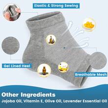 Set de 3 Pares de Calcetines de Gel para Talones, Calcetines Hidratantes sin Dedos para el Cuidado de Talones Secos y Ásperos - Gris - Ver 4