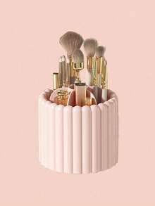 1pc Rotating Makeup Brush Holder, Large Capacity Cosmetic Storage Box, Multi-Functional Student Stationery Pen Holder, Detachable Makeup Brush Desktop Organizer, Vanity Storage Organizer, Women's Gift - Multicolor - View 14