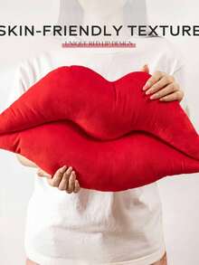 Lip-Shaped Pillow, Soft Faux Rabbit Fur Material, Cute Valentine's Day Decorative Pillow, Suitable For Valentine's Day Sofa, Bedroom, Living Room And Other Home Decor, Valentine's Day Gift For Your Loved One - Red Lips - View 7