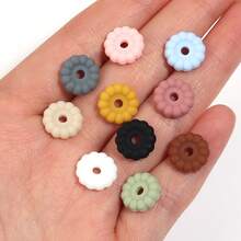 10pcs/Pack 12mm Round Striped Loose Beads, Morandi Multicolor Matte Frosted Silicone Flower Spacer Beads, Macaron Dopamine Style, DIY Bracelet Phone Charm Handmade Craft Accessories Materials - Round Striped Beads - View 3