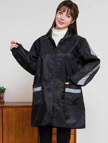 Hooded Waterproof Apron, Practical Minimalist Panda Print Design, Windproof And Oil-Resistant, Reflective Strip For Safety, Suitable For Cooking, Cycling, And Daily Chores! - Women's Raincoat - View 4