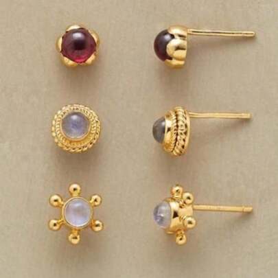 DIYCCPC Vintage Multi-Color Round Stud Earrings Set, Twisted Hoop And Floral Hoop Micro Studs, Elegant Retro Women's Jewelry Accessories