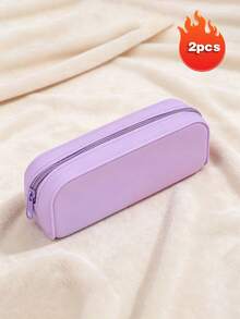 1pc Macaron Solid Color Silicone Pencil Case, Large Capacity Waterproof Portable Soft Zipper Pencil Pouch, Cute Decorative Stationery Storage Bag, Suitable For Students, Office And Travel Supplies - Multicolor - View 22
