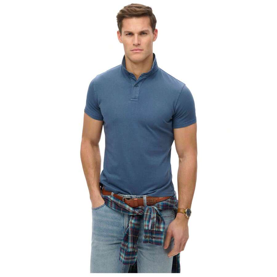 Superdry بولو رياضي رجالي - الأزرق - مشاهدة 1