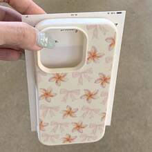 1 buah Casing Ponsel Bahan TPU Motif Pita Pink & Plumeria Layar Penuh Cocok Untuk iPhone 17 Pro Max/17/16 Pro Max/15/13/12/11/ S20 FE/A15/S24/A55/ Note 11/Note 12/Note 13 Pro Pelindung Ponsel Soft Shell Anti-Jatuh Cakupan Penuh - Putih - View 3