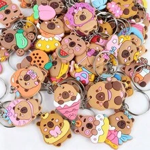 1/20pcs Capybara Keychains, Random Pattern PVC Soft Rubber Key Rings, Cartoon Animal Pendant, Bag Charm Backpack Decoration, Bulk Gifts, Christmas Gifts - Kapibala - View 3