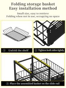 1pc Pull-Out Kitchen Cabinet Drawer, 2-Tier No-Drill Slide-Out Storage Rack, Space-Saving Cabinet Organizer, Suitable For Home Kitchen Use, Slide-Out Shelf For Kitchen Supplies Storage - Grey - View 8