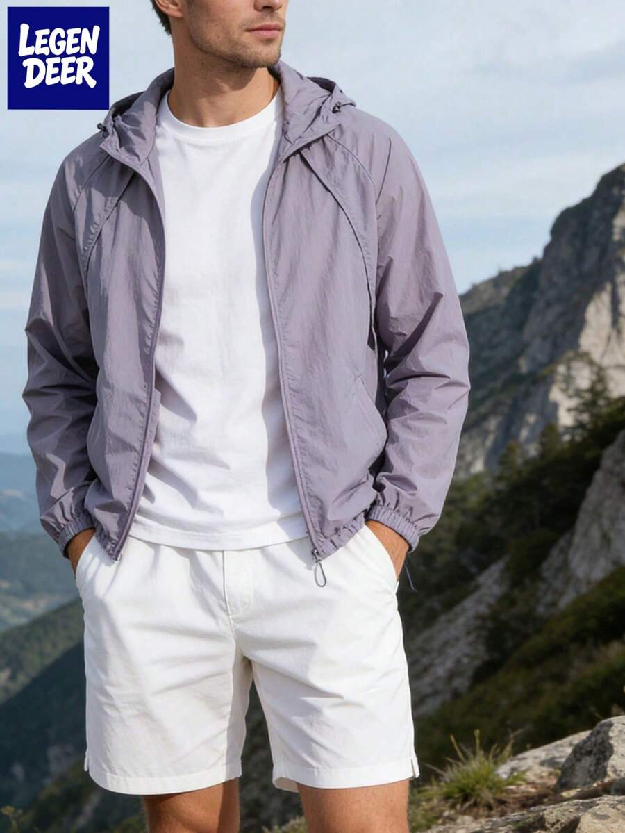 Men's Lightweight Summer Jacket, Outdoor Fishing, Vacation, Travel, Beach - Mauve Purple - View 1