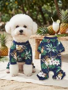 1pc Simple Comfortable Polyester Four-Legged Cat & Dog Clothing, Pajamas, Loungewear, Suitable For Pets, Small Cats & Dogs, All-Season Home Wear (Not Suitable For Large Dogs). - Royal Blue - View 10