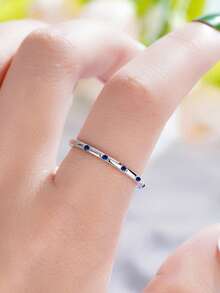 1pc Romantic Cubic Zirconia Ring Women's Wedding Engagement Party Jewelry Valentine's Day Gift - Silver - View 5