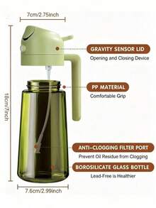 470ml 2 In 1 Food Glass Oil Sprayer,Leakproof Fine Mist Olive Oil Dispenser,Refillable Spray Bottle For Air Fryer BBQ Baking Salad Kitchen Cooking,With Free Stickers,Oil Dispenser For Kitchen,Kitchen Gadgets,Kitchen Essentials,Cocina - View 10