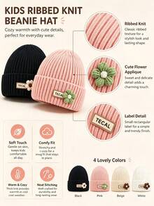 Soft And Warm Knitted Hat For Children In Autumn And Winter, Cute Cartoon Flower Colorful , Suitable For Everyday Wear And Outdoor Sports. - Multicolor - View 2