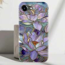 For IPhone 16e Case - Wireless Charging Compatible - Dual-Layer Hard Shell + Silicone Cover - Shockproof Protective Phone Case With Stylish Designs For Women - Abstract Lotus - 白色 - 查看 7