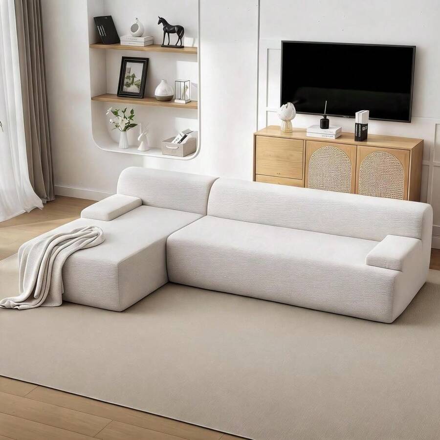 Ultra Soft Cloud Modular Sectional Sofa 108" – Spacious L-Shaped Couch With Chaise Lounge, Deep Seating, No Assembly Needed - Beige - View 1