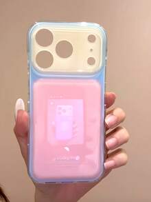 Ins Korean Cream Style Minimalist Contrast Color 17/17 Pro Max/16/16 Pro/15 Phone Case, New Premium Silicone Full Coverage Shockproof Soft Protective Shell With Camera Lens Protection For Women - Pink - View 7