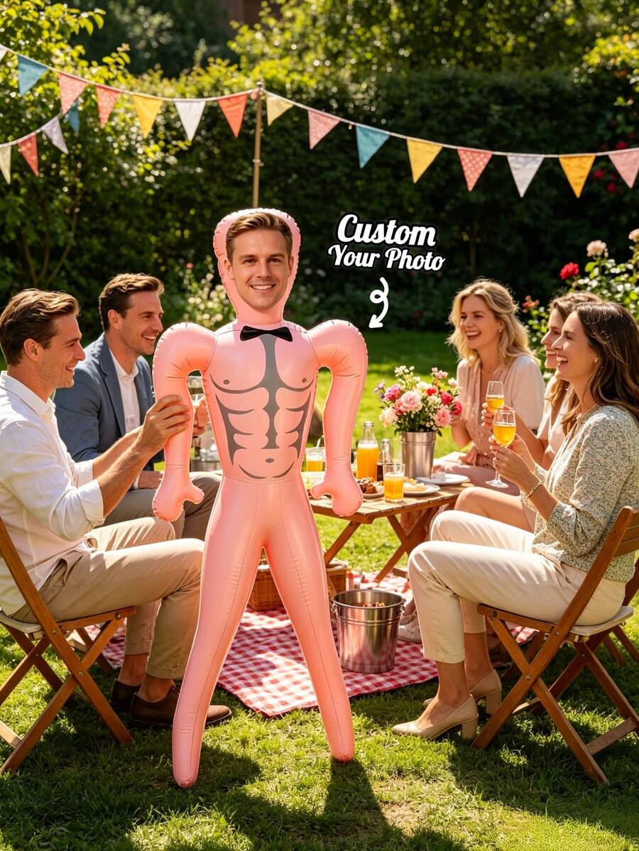 1pc Personalized Large Inflatable Blow Mold Prop, Customizable Photo, Fun Pool Party Bachelorette Party Gift, Wedding Favor, Suitable For Special Occasions