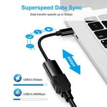 USB-C 轉 USB 轉接頭，USB-C 公頭轉 USB 母頭 OTG 數據傳輸線，加厚尼龍編織連接傳輸線 黑色定向線，鋁合金，USB 3.0 延長線，適用於 iPhone/Pro/Air [多色] - 彩色 - 查看 3